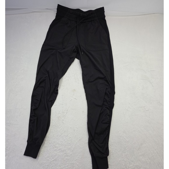 lululemon athletica Pants - Lululemon Womens Jogger Pants Black Stretch Athletic Drawstring Tapered Size 6